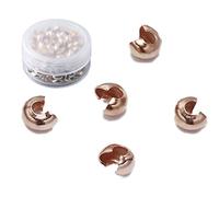 MAHAVIMOKSA 1 boîte de 200 perles à écraser demi-rondes ouvertes de 5 mm pour la fabrication de bijoux (or rose)