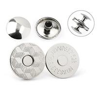 MAHAVIMOKSA Lot de 20 boutons-pression magnétiques fins de 18 mm - Double rivets - Fermoir rond pour bricolage, couture, sac, sac à main, cuir, vêtements, scrapbooking (argent)