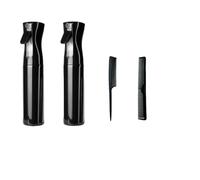 MAHAVIRA Pulvérisateur d'eau de coiffure, 300 ml vaporisateur fin brume, pulvérisateur continu, pulvérisateur de liquide, brumisateur de barbier, spray noir, plantes, doseur en spray, peigne pour