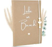 MAHEWA® Étui de protection de qualité supérieure en feutre pour carnet de maternité allemand - Fabriqué à la main, beige, Mutterpasshülle "Liebe im Bauch", Minimaliste