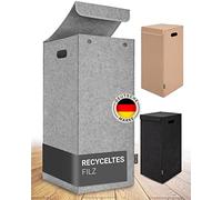 MAHEWA® Panier à linge avec couvercle en feutre - Grand panier à linge en feutre de 80 litres - Panier à linge pliable - Panier à linge avec couvercle (gris clair)