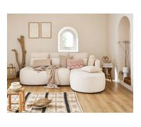 Mahina - canapé d'angle droit - 4 places - convertible avec coffre - en tissu bouclette - Beige