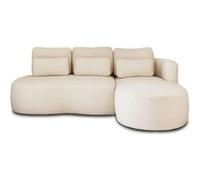 Lisa Design - Canapé d'angle Convertible avec Coffre - Angle Droit - Mahina en Tissu Bouclette - Canapé Lit - Sofa Beige 4 Places - Salon