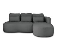Mahina - canapé d'angle droit - 4 places - convertible avec coffre - en tissu bouclette - Gris foncé Gris foncé
