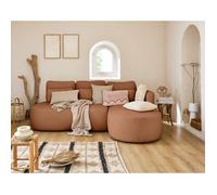 Lisa Design - Canapé d'angle Convertible avec Coffre - Angle Droit - Mahina en Tissu Bouclette - Canapé Lit - Sofa Terracotta 4 Places - Salon