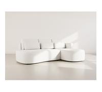 Mahina - canapé d'angle droit 4 places convertible avec coffre en tissu texturé - Beige Beige G