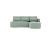 Lisa Design - Mahina - canapé d'angle Droit 4 Places Convertible avec Coffre en Tissu texturé, Bleu