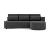 Mahina - canapé d'angle droit 4 places convertible avec coffre en tissu texturé - Gris Anthracite