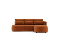 Mahina - canapé d'angle droit 4 places convertible avec coffre en tissu texturé - Terracotta