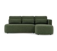 Mahina - canapé d'angle droit 4 places convertible avec coffre en tissu texturé - Vert Vert G