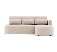 Lisa Design - Mahina - canapé d'angle Droit 4 Places Convertible avec Coffre en Velours côtelé, Beige