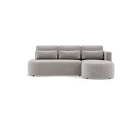 Mahina - canapé d'angle droit 4 places convertible avec coffre en velours côtelé - Gris clair Gris clair G