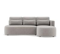 Mahina - canapé d'angle droit 4 places convertible avec coffre en velours côtelé - Gris clair