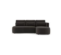 Mahina - canapé d'angle droit 4 places convertible avec coffre en velours côtelé - Gris foncé Gris foncé G