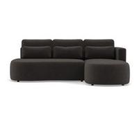 Mahina - canapé d'angle droit 4 places convertible avec coffre en velours côtelé - Gris foncé