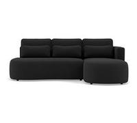 Mahina - canapé d'angle droit 4 places convertible avec coffre en velours côtelé - Noir Noir G