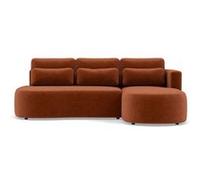 Mahina - canapé d'angle droit 4 places convertible avec coffre en velours côtelé - Terracotta Terracotta G