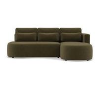 Mahina - canapé d'angle droit 4 places convertible avec coffre en velours côtelé - Vert