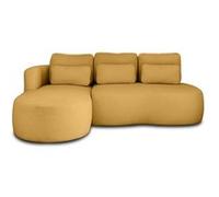 Mahina - canapé d'angle gauche - 4 places - convertible avec coffre - en tissu bouclette - Jaune Jaune