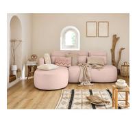 Mahina - canapé d'angle gauche - 4 places - convertible avec coffre - en tissu bouclette - Rose