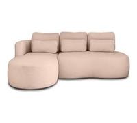 Mahina - canapé d'angle gauche - 4 places - convertible avec coffre - en tissu bouclette - Rose