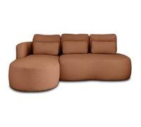 Lisa Design - Canapé d'angle Convertible avec Coffre - Angle Gauche - Mahina en Tissu Bouclette - Canapé Lit - Sofa Terracotta 4 Places - Salon