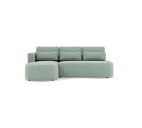 Mahina - canapé d'angle gauche 4 places convertible avec coffre en tissu texturé - Bleu