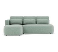 Mahina - canapé d'angle gauche 4 places convertible avec coffre en tissu texturé - Bleu