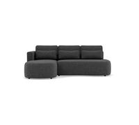 Mahina - canapé d'angle gauche 4 places convertible avec coffre en tissu texturé - Gris Anthracite