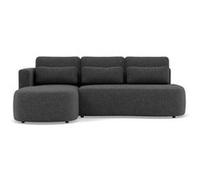 Lisa Design - Mahina - canapé d'angle Gauche 4 Places Convertible avec Coffre en Tissu texturé, Gris Anthracite