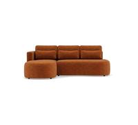 Lisa Design - Mahina - canapé d'angle Gauche 4 Places Convertible avec Coffre en Tissu texturé, Terracotta