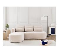 Mahina - canapé d'angle gauche 4 places convertible avec coffre en velours côtelé - Beige Beige G