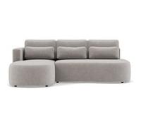 Mahina - canapé d'angle gauche 4 places convertible avec coffre en velours côtelé - Gris clair Gris clair G