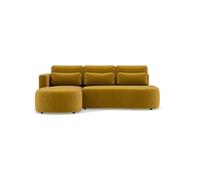 Mahina - canapé d'angle gauche 4 places convertible avec coffre en velours côtelé - Jaune Jaune G
