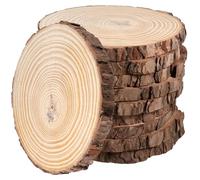 MAHIONG Lot de 10 tranches de bois naturel de 16 à 17 cm, disques de bois brut pour travaux manuels, décoration, mariage, Noël, projets de bricolage
