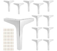 MAHIONG Lot de 12 pieds de meubles en métal de 17 cm, pieds de canapé en fer, pieds de chaise, pieds d'armoire pour tables basses, pieds de lit, armoires, couleur argent