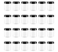 MAHIONG Lot de 24 bocaux en plastique transparent de 250 ml avec couvercles, anti-fuite, pour rangement herbes, épices, bonbons, cosmétiques, loisirs créatifs