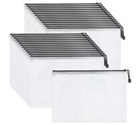 MAHIONG Lot de 24 pochettes A4 en plastique avec fermeture éclair - Étanche - Pour fournitures de bureau, maison et voyage