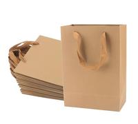 MAHIONG Lot de 30 sacs en papier kraft marron avec poignées, 28 x 10 x 20 cm, 250 g, sacs cadeaux en papier kraft pour courses, boutique, vente au détail, marchandise, mariage