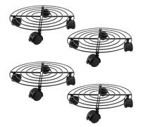 MAHIONG Lot de 4 paniers à Plantes, Support Rond en métal avec roulettes, Support de Chariot pour Pot de Fleurs avec roulettes pivotantes pour Une Utilisation intérieure et extérieure, 27 cm