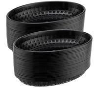 MAHIONG Lot de 60 paniers ovales en plastique pour restauration rapide, 23 x 14,5 x 4 cm, pour hot-dogs, hamburgers, sandwichs, frites, barbecues, pique-niques, fêtes