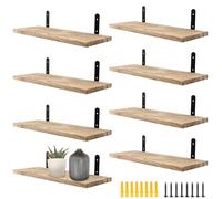 MAHIONG Lot de 8 étagères murales flottantes en bois naturel avec vis pour salle de bain, cuisine, chambre, salon, atelier - 40 x 15 x 1,5 cm