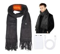 Mahiot Écharpe chauffante USB pour femmes et hommes, cache-cou chauffant électrique avec batterie externe, 3 niveaux de chauffage, écharpe rechargeable pour le camping, la randonnée et le ski (Noir)