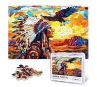 MAHIPOCI Puzzle de chefs indiens amérindiens pour adultes - 500 pièces - Chief Bald Eagles et beaux paysages - Puzzle pour adultes - 500 pièces - Pour décoration de la maison, cadeaux - Jeu