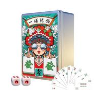 Mahjong Chinese Traditional Jeu de cartes à jouer - Épais et résistant à l'eau - Comprend 144 cartes et 2 dés (cartes de jeu de mahjong chinois)