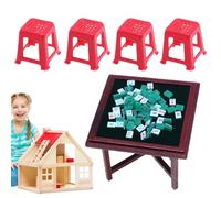 Mahjong Decoration - Mahjong Set for Doll House, Ensemble de pierre chinoise Mahjong miniature | Ensemble de mahjong miniature, petit mahjong ensemble chinois complet, collection d'amoureux de mahjong