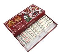 Mahjong Game Set, Mini Travel Edition, 144 Tiles with 2 Dice, Compact Chinese Board Game Kit, Family Party Entertainment Case for Men Women Leisure Playing Gift Supplies, 0.8*0.5*0.4 Inches