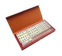 Mahjong Jeu de pions - 144 pièces - Kit complet portable | Jeu de Mahjong avec 2 dés et 4 planches de rangement, pour adultes, débutants, réunions de famille, maison, voyage, fêtes, nuits et