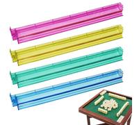 Mahjong Lot de 4 supports de carrelage transparents 2 en 1 Mahjong Pushers - Racks avec poussoirs - Accessoires de jeu de société pour dominateur de train mexicain - Majiang américain moderne