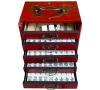 Mahjong rétro de Blissbuilt, jeu de Mahjong Chinois Professionnel avec 144 Tuiles et 2 Dés, ensemble complet de jeu de majong avec étui de Transport, les jeux familiaux